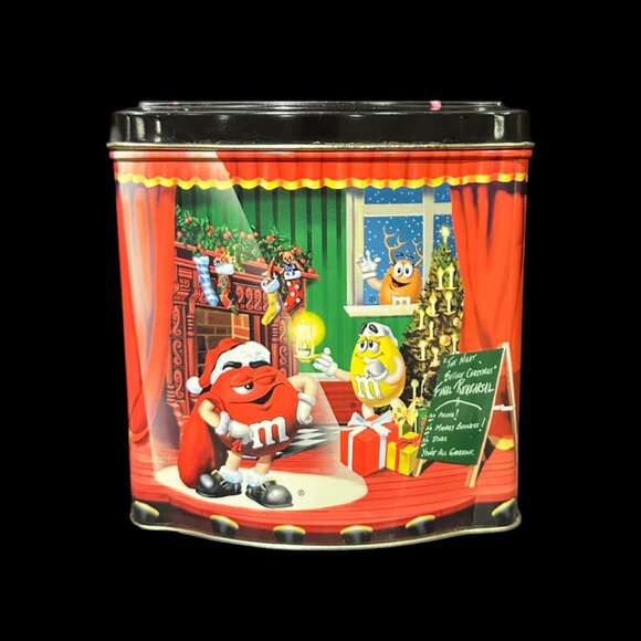 Vintage M&M's Brand Christmas Village Series Tin, Limited Edition Canister - Picture 1 of 7